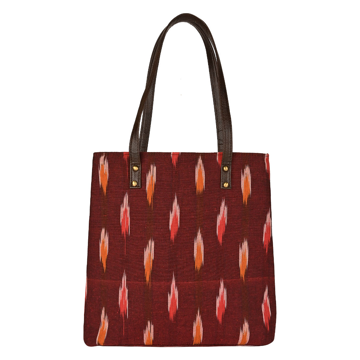 Buy Vivinkaa Ethnic Ikat Print Faux Leather Cotton Maroon Herring